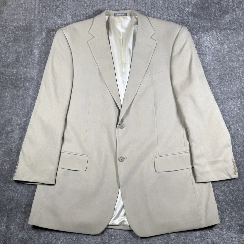 Oscar De La‎ Renta Men's 100% Silk Sport Coat Jacket Blazer Beige Size 46L